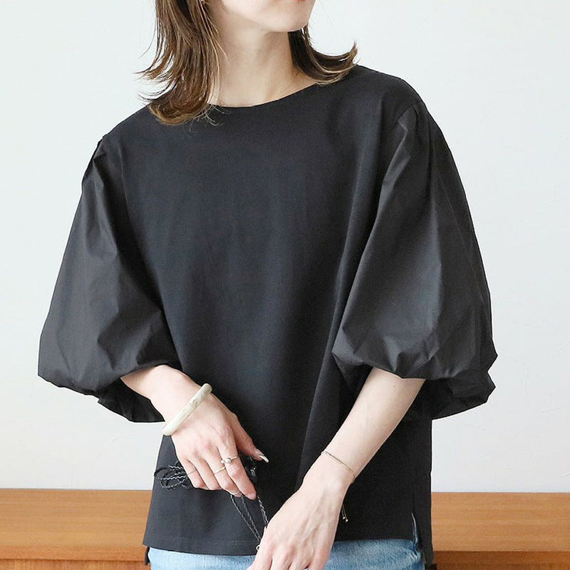 Women's Cotton T-shirt Patchwork Top