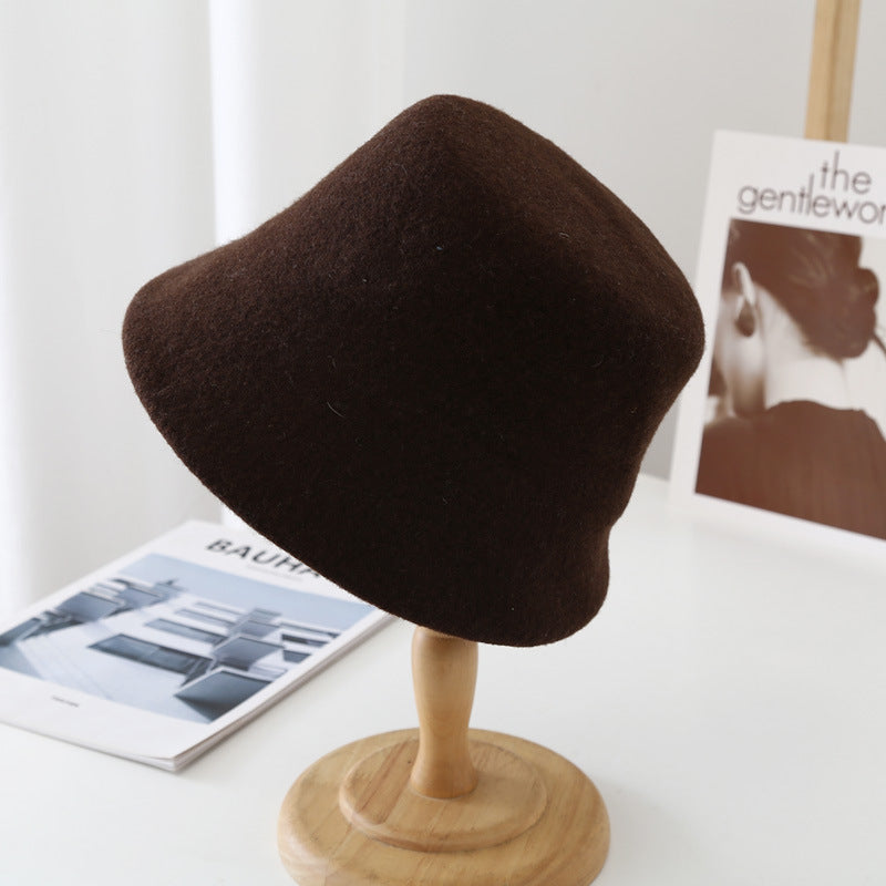 Wool Fisherman Hat Flat Top Foreign Style Multicolor