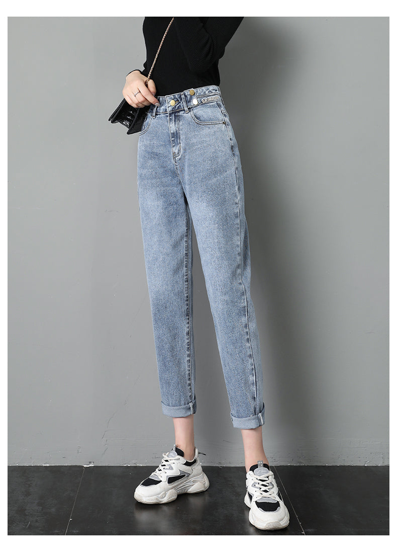 Harlan Jeans Women's Autumn Clothes Loose High Waist Was Thin And Fashionable