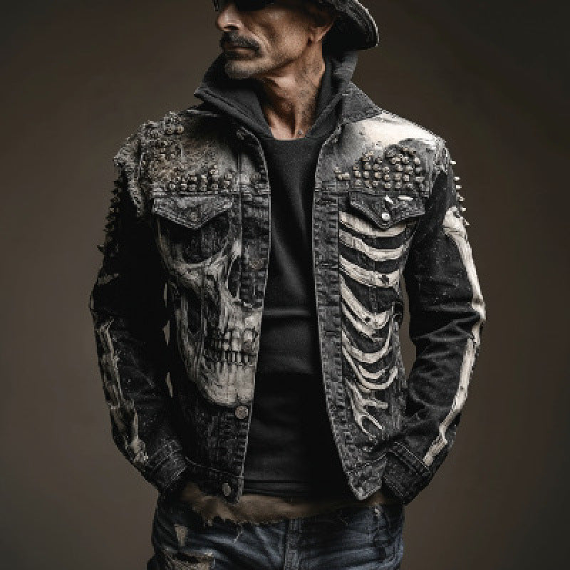 3D Digital Print Fashionable High-Street Denim Jacket