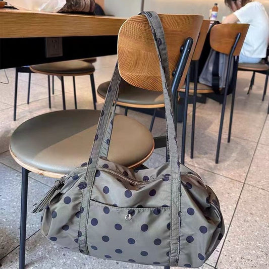 Niche-designed Polka-dot, High-capacity Versatile Nylon Shoulder Bag