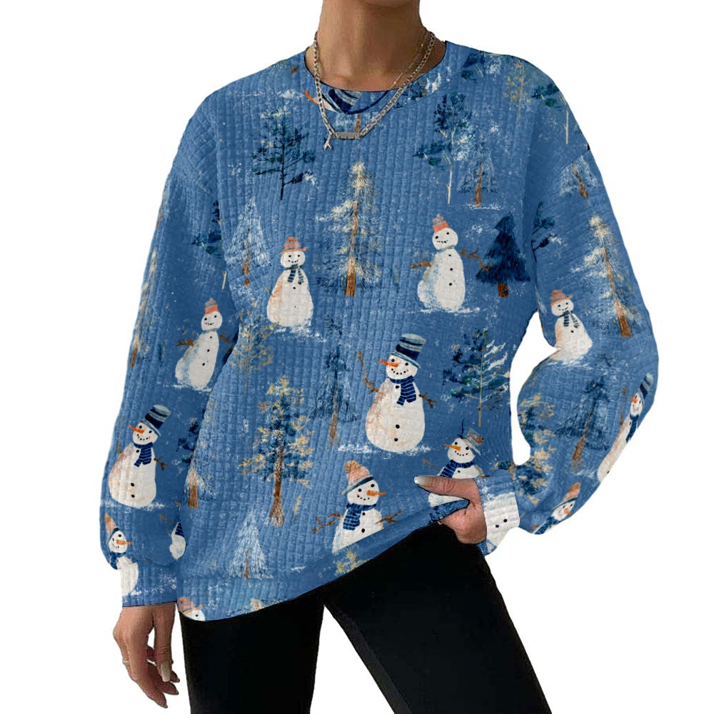Digital Printing Pattern Shading Fashion Trend Round Neck Long Sleeve Sweater