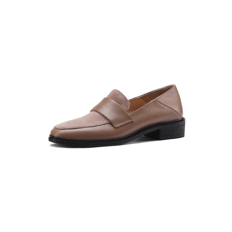 Stitching Loafers Women's Soft Leather Retro Small Leather Shoes
