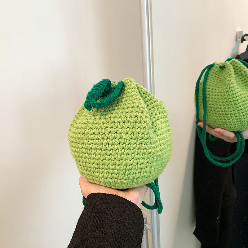 INS Pure Handmade Wool Hook Woven Bag For Children's Crossbody