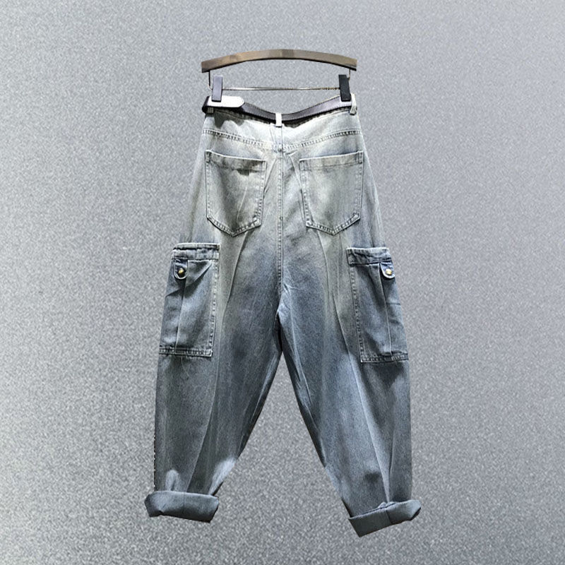 Rivet Net Red Personality Dad Denim Harem Baggy Pants Women
