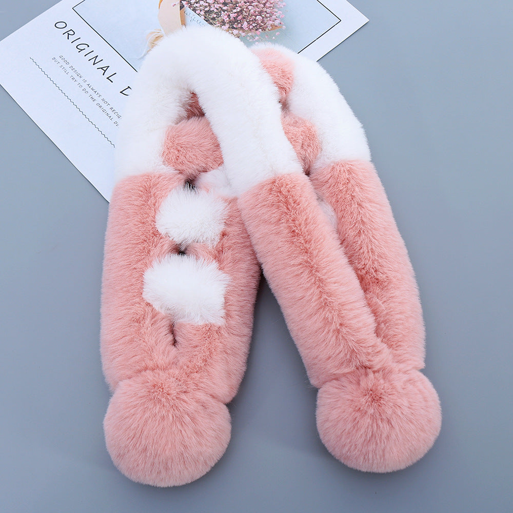 Classic Look Color Matching Plush Scarf Cross