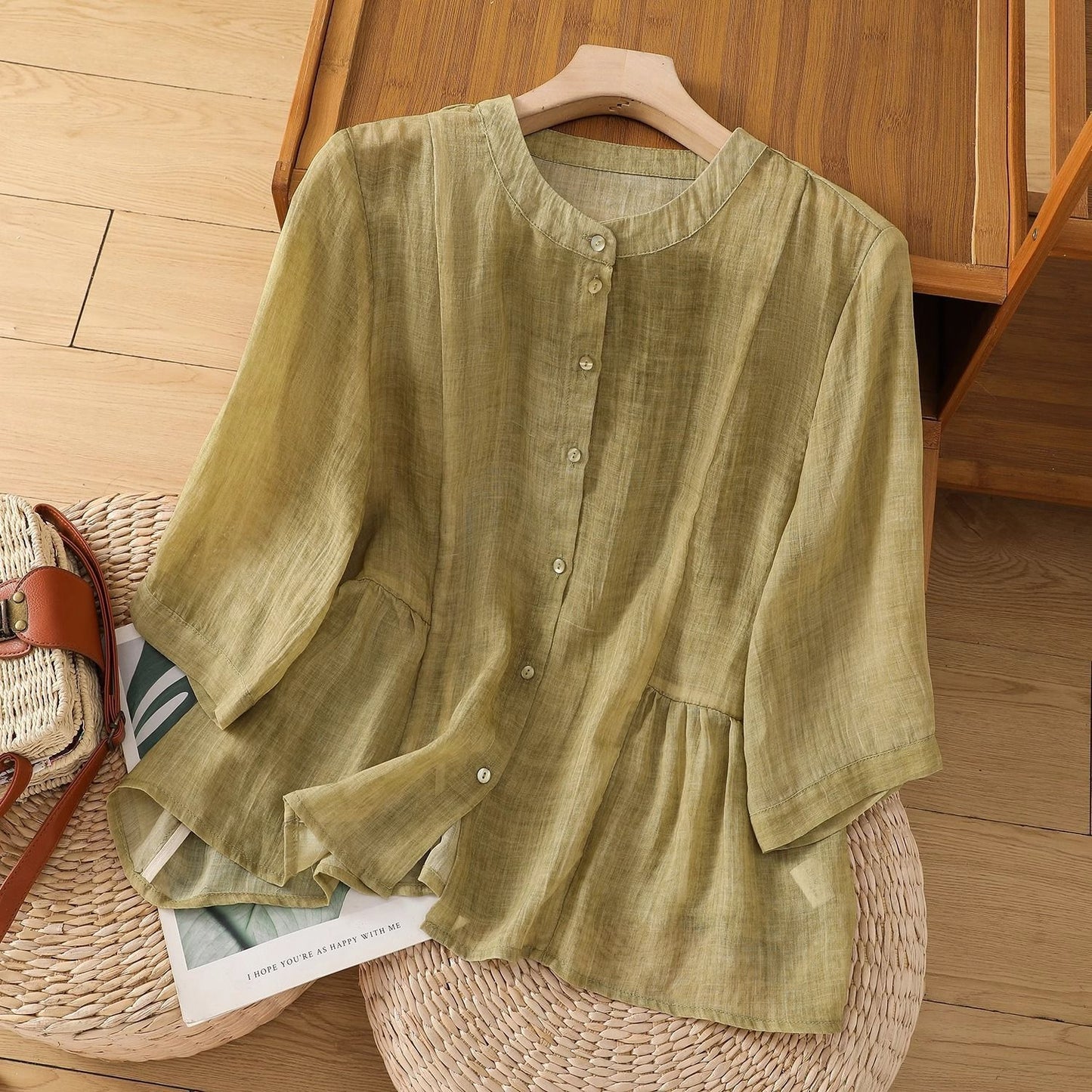 New Loose Slimming Temperament Casual Cotton Linen Top