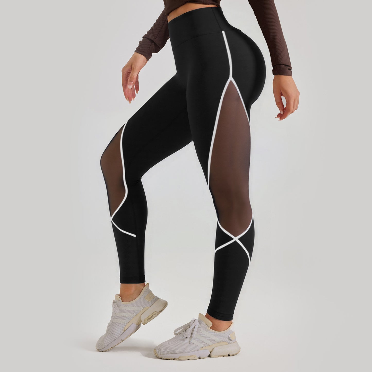 Damefarvetilpassede Mesh Yoga Leggings Med Høj Talje I Europæisk Og Amerikansk Stil