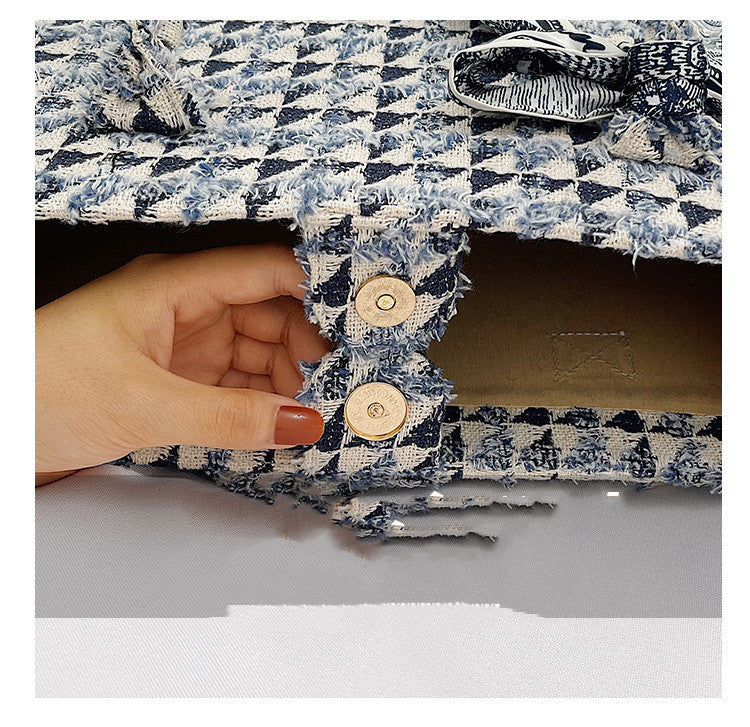 Textured Plaid Commuter Canvas Large Capacity Tote