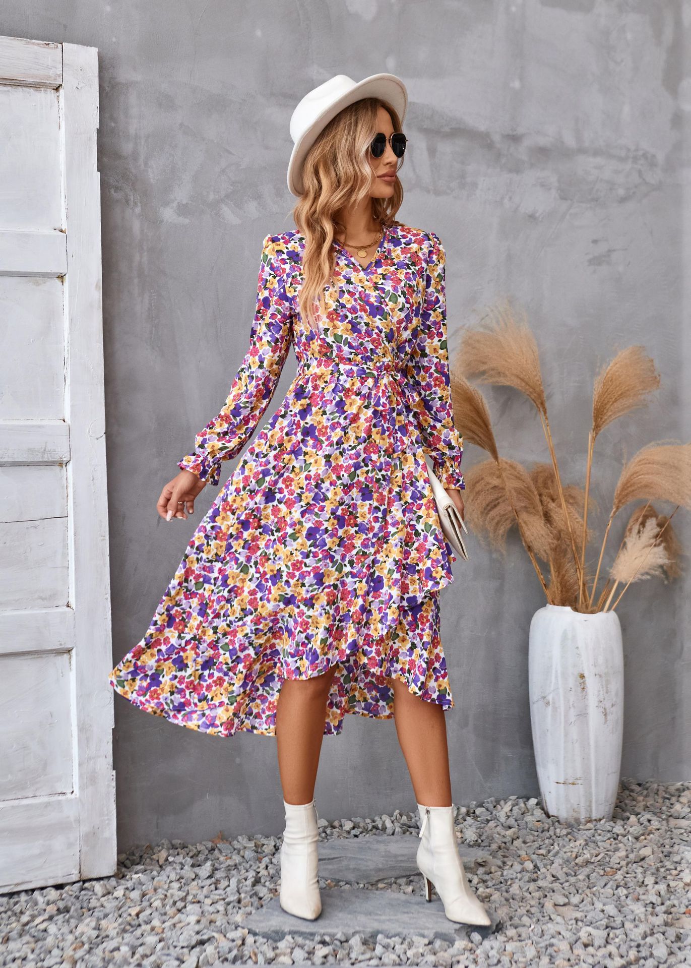Printed AutumnWinter Long-Sleeve Dress For Women