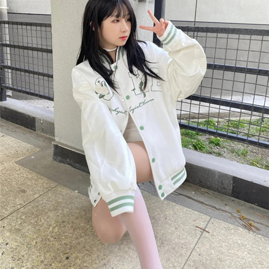 Baseball Uniform Women's Trendy Embroidery Craft Jacket Top