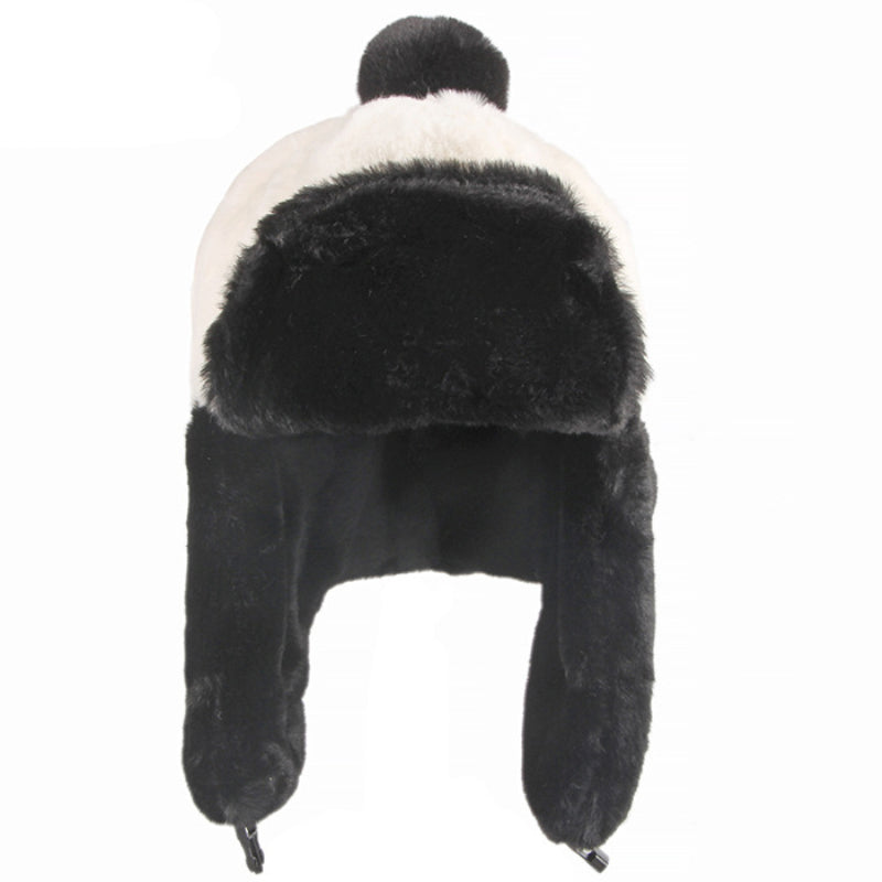 Women's Warm Spliced Rabbit Hair-like Windproof Hat