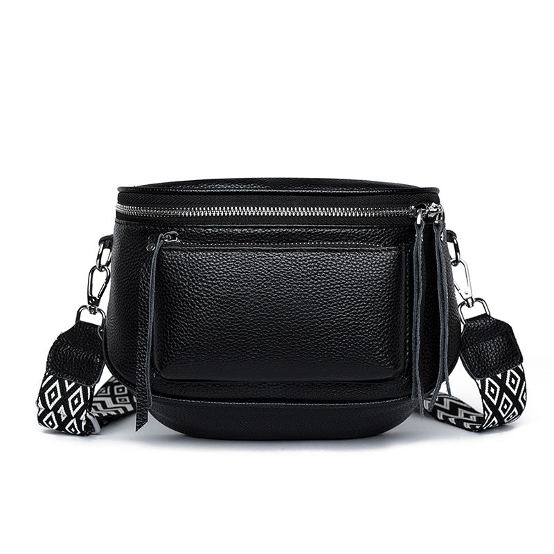New First Layer Cowhide Saddle Bag Large Capacity Shoulder Bag
