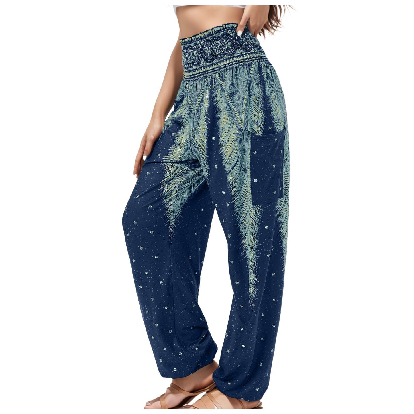 Women's Striped Digital Floral Print Casual Jumpsuit