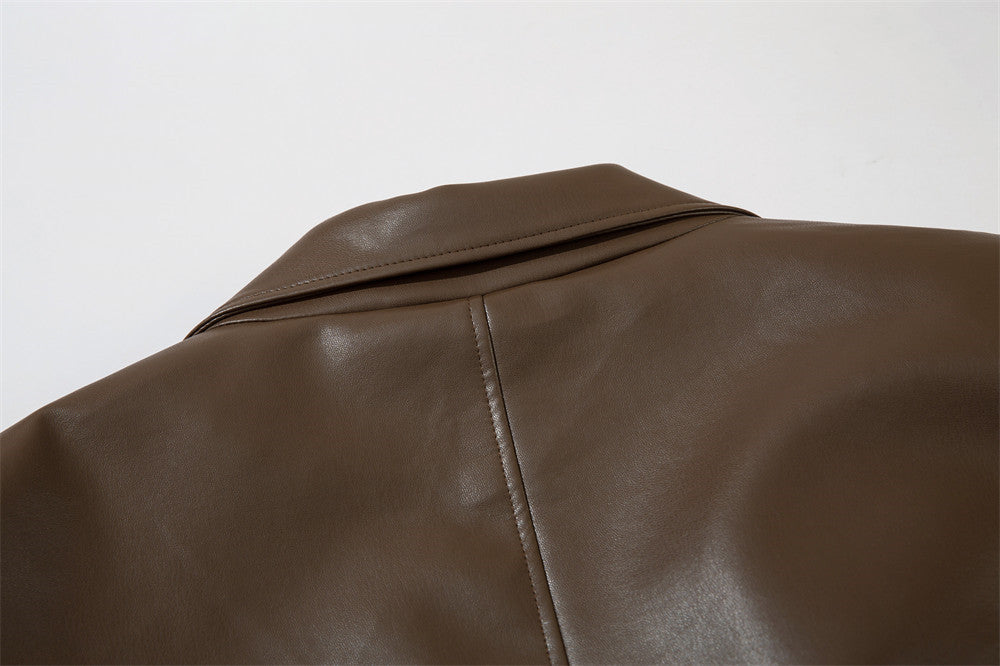 Men's Loose European And American Style Street Autumn And Winter Ruoshuai Motorcycle Clothing Leather Coat