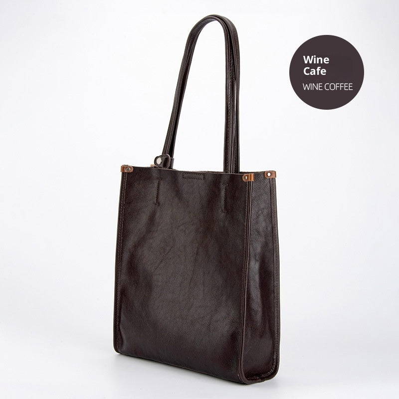 Large Capacity Totes Genuine Leather City Commuter Shoulder Bag