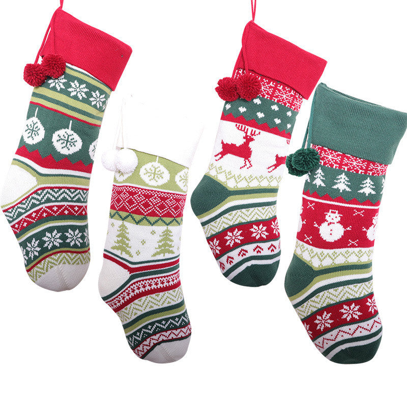 Christmas Decoration Knitted Christmas Stocking Candy Bag