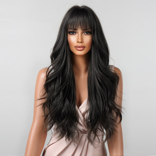 Wig Long Hair Natural Straight Bangs Big Wave