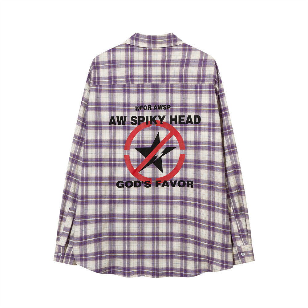 American Street Fashion Loose Casual Polo Collar Color Matching Cardigan Shirt