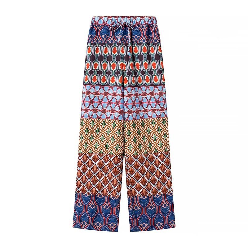 Women's Fashion Knot Print Top Wide-leg Pants