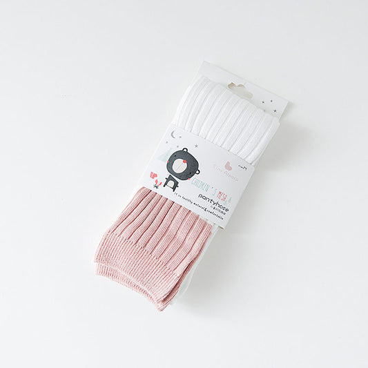 Children's Stitching Knit Socks Cropped Trousers Vertical Strips