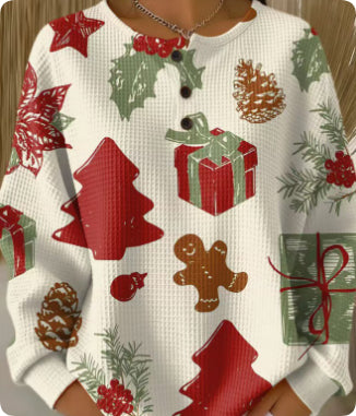 Woolen Button V-Neck Women's Sweater