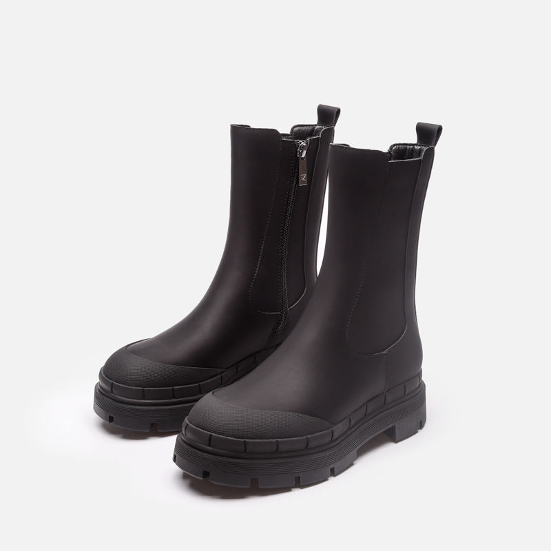 Side Zipper Martin Boots With Thick Soles Are Slim