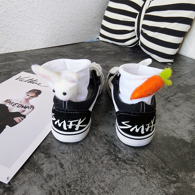 Personalized Rabbit Carrot Asymmetric Wool Felt Socks