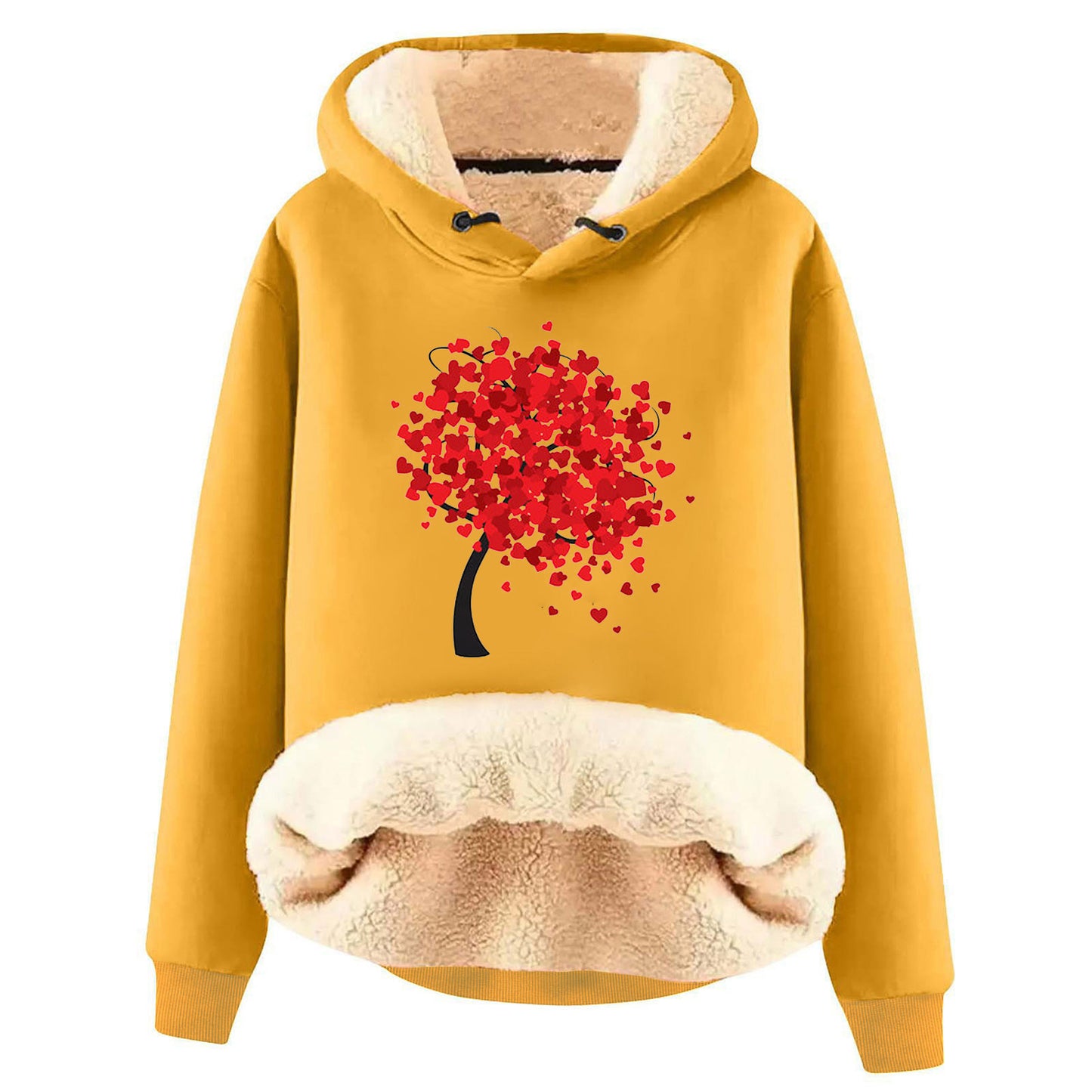 European And American Hooded Sweater Fleece Lined Padded Warm Keeping Loose Hooded Pullover