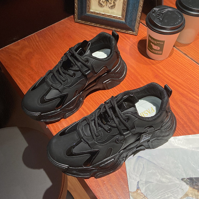Thick-soled Lace-up Sports Shoes For Student Running