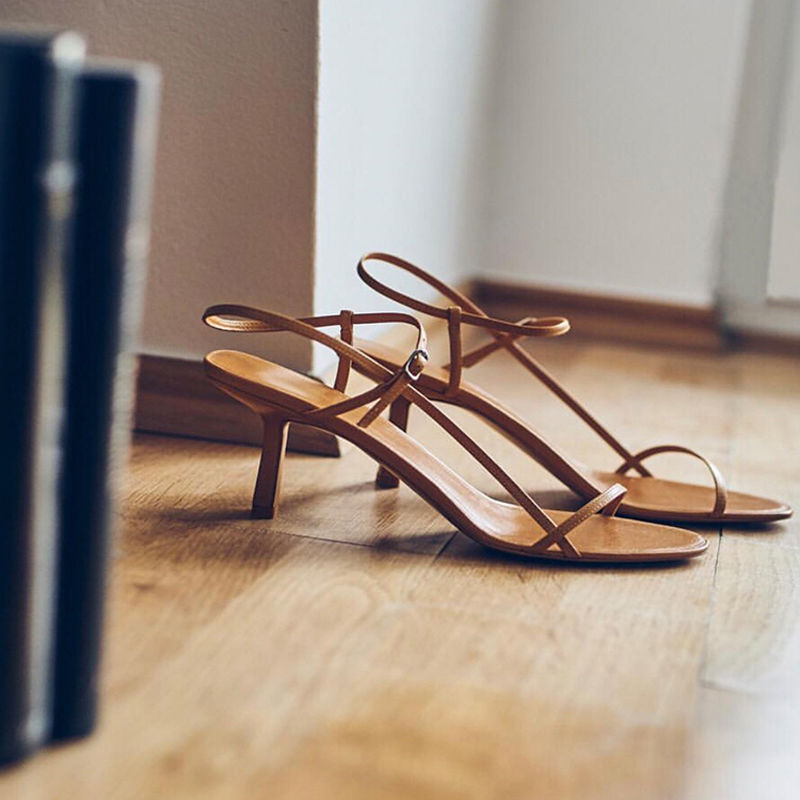 Women's Metal Decorative Stiletto Side Hollow Sandals