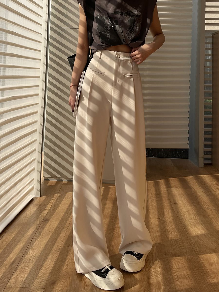 Casual High Waist Drooping Suit Mopping Purple Pants