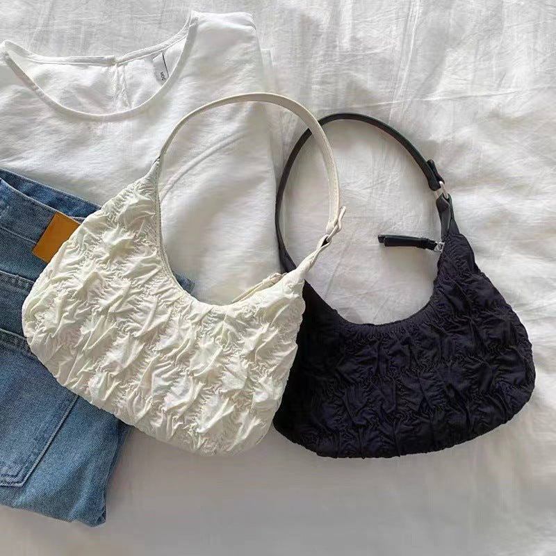 Fashion One-shoulder Girly Cloud Fold Bag