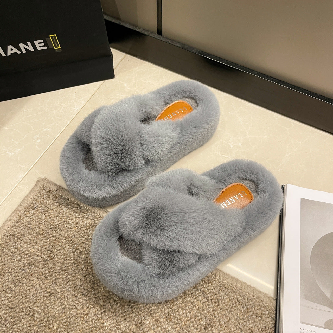 Plus Size Slippers Women's Thick Bottom 7cm Brushed Lining Home