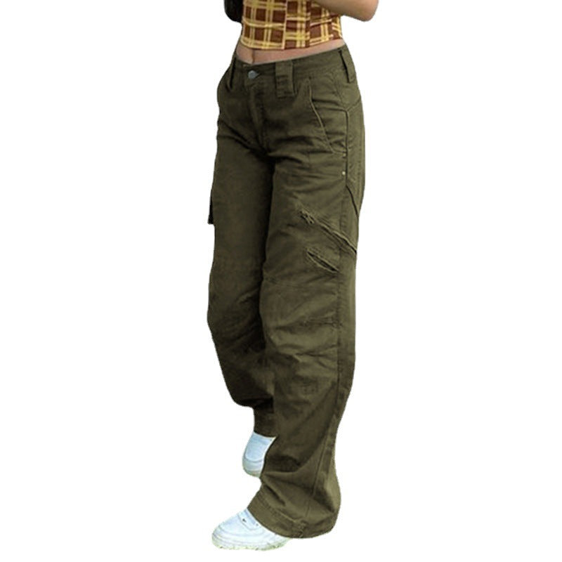 Street Casual Women's Hip Hop Trend Straight Cargo Pants