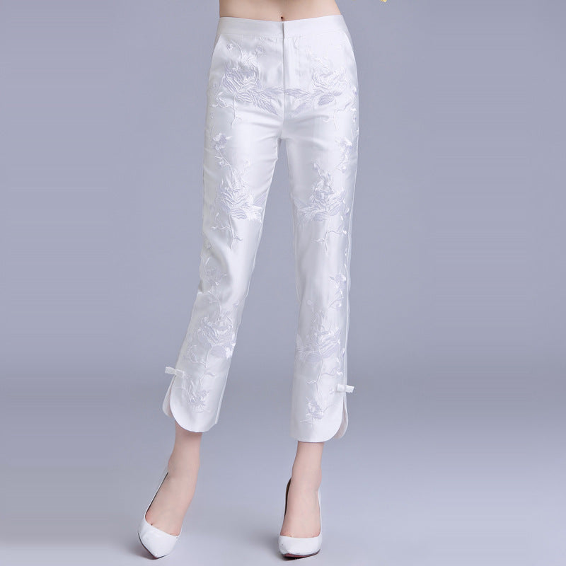 The New Embroidery Casual Slimming Nine-point Pants Trend
