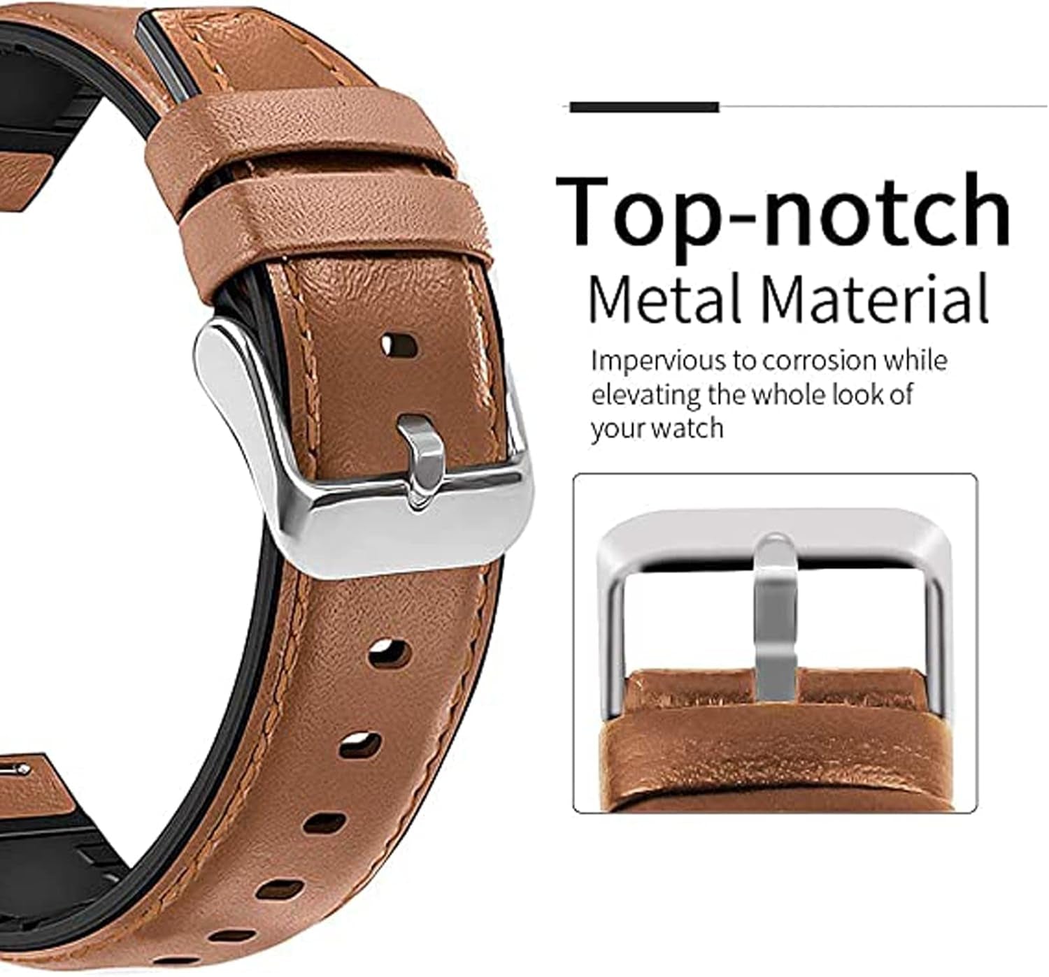 ID208 plus Smart Watch Bands, Leather Silicone Breathable Replacement Smartwatch Strap Wristband Compatible for Quican, Aeac, WMK ID208 plus 1.8 Inches Smart Watch (Brown)