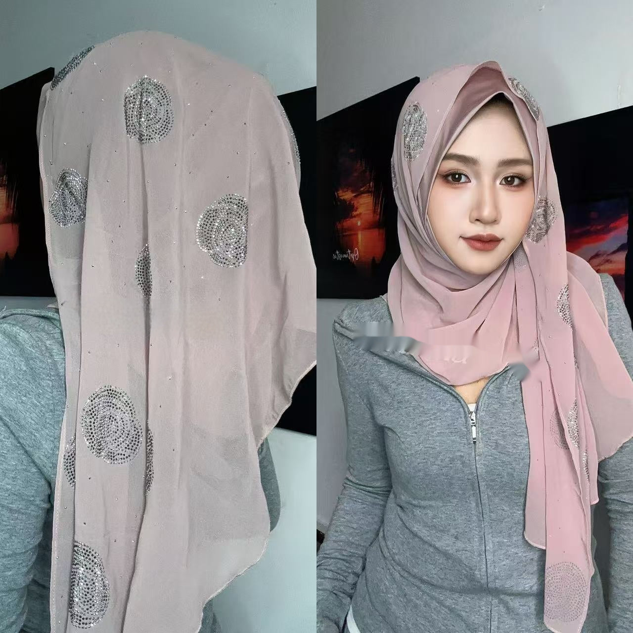 Scarf Rose Rhinestone Wrap Towel