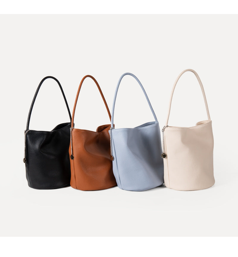 Niche Soft Leather Large Capacity Shoulder Bag Simple All-match