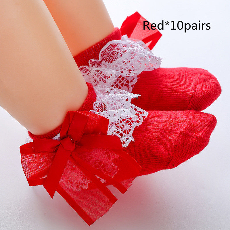 Lace Cute Bow Dance Girls Socks
