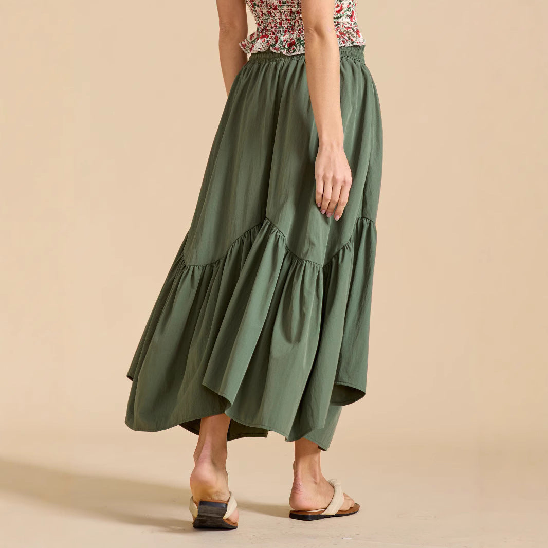 High-waisted Elasticated Maxi Skirt Retro Long Dress