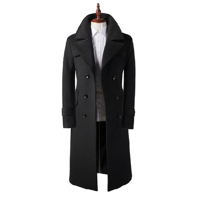 Slim Wool Coat Super Long British Business Casual Handsome Coat