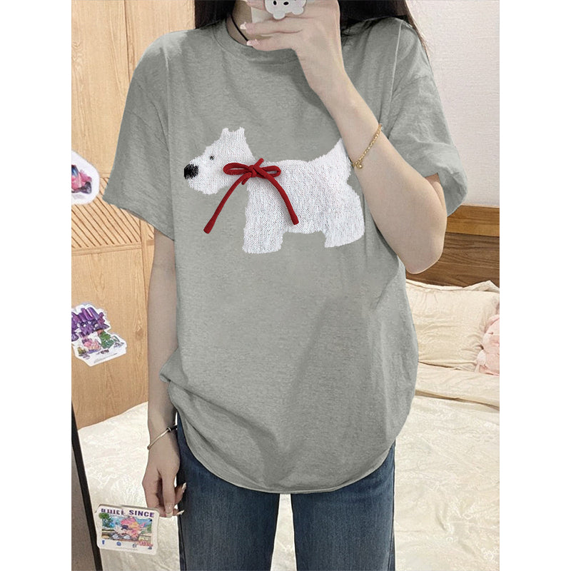 Gray Cotton Short-sleeved Small Design