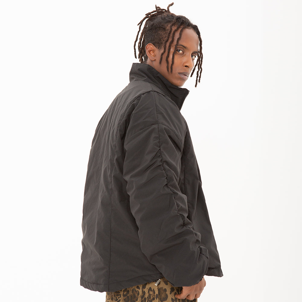 Fashion Brand Stand Collar Men's European And American Fashion Pleated Design Pleated Loose Zipper Cotton-padded Coat