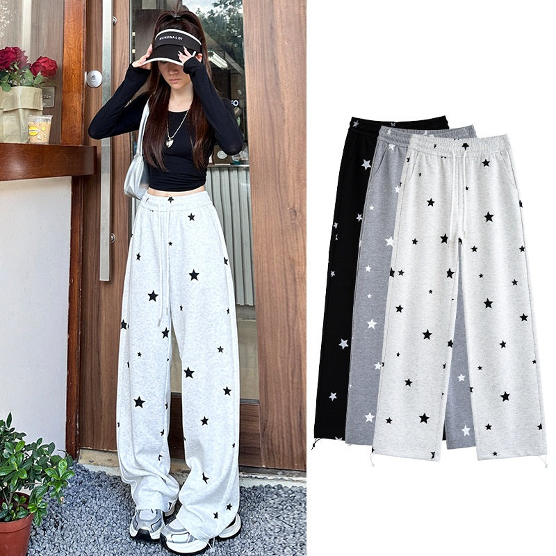 Womens Gray Star Sweatpants New SpringAutumn Style