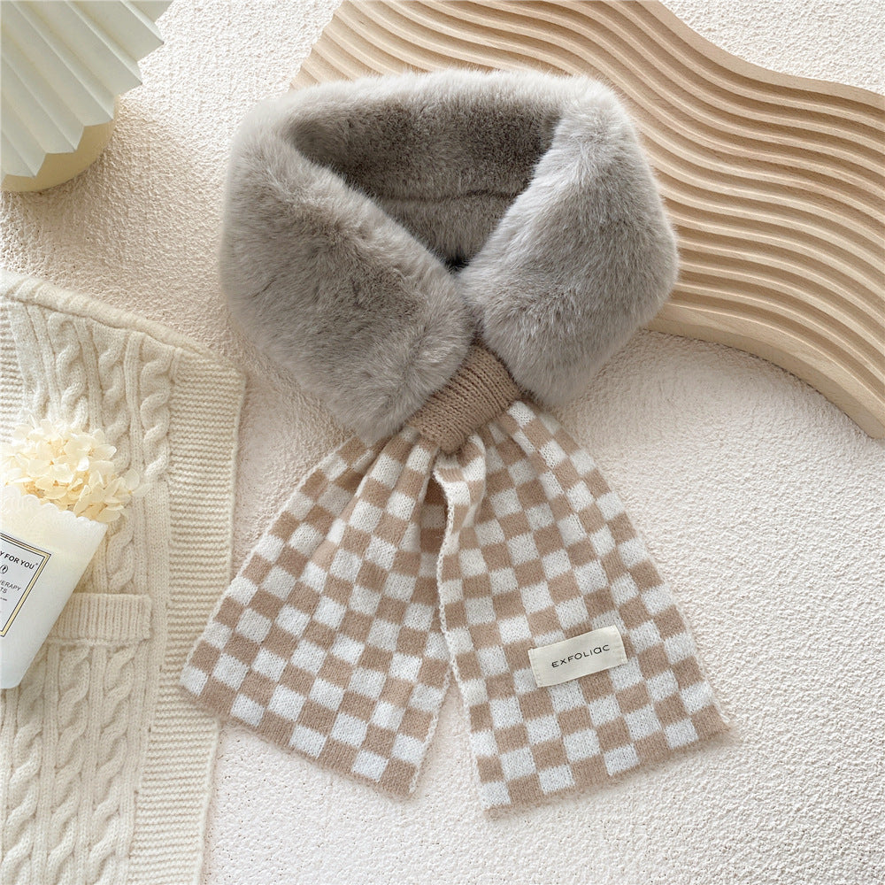 Women's Thickened Warm Plaid Plush Scarf
