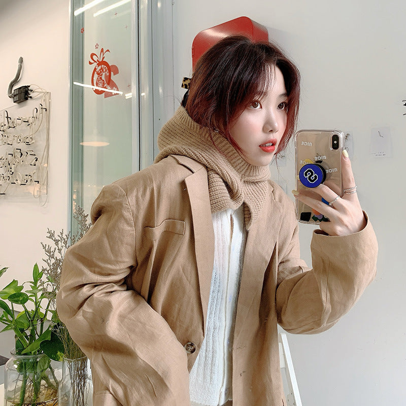 Women's Solid Color Warm Knitting Wool Scarf