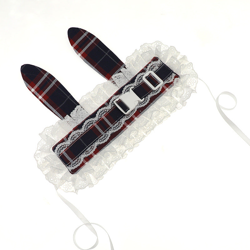 Ancient Early Pastoral Style Subculture Retro Plaid Release Buckle Hair Band