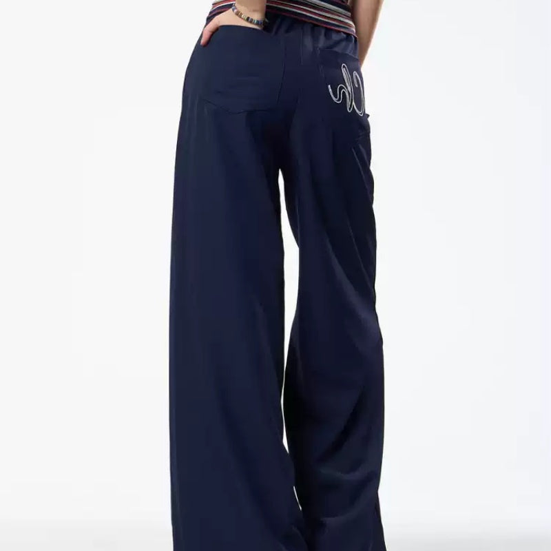 Vintage Crumpled Wide Leg Draping Matchet Pants Suit Pants For Women