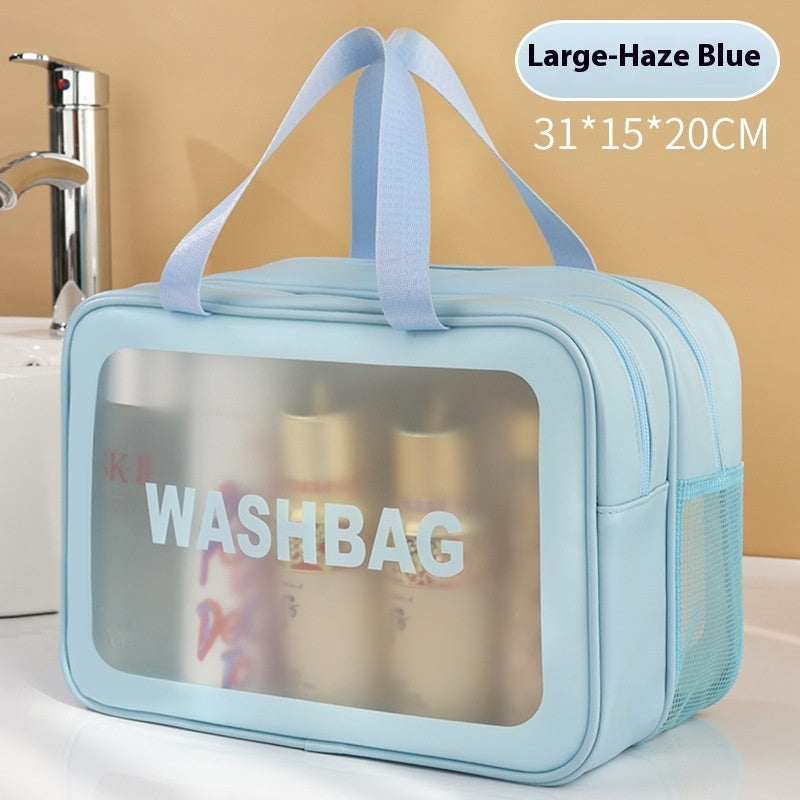 Dry Wet Separation Double-layer Transparent Pu Cosmetic Bag Portable Wash Bag